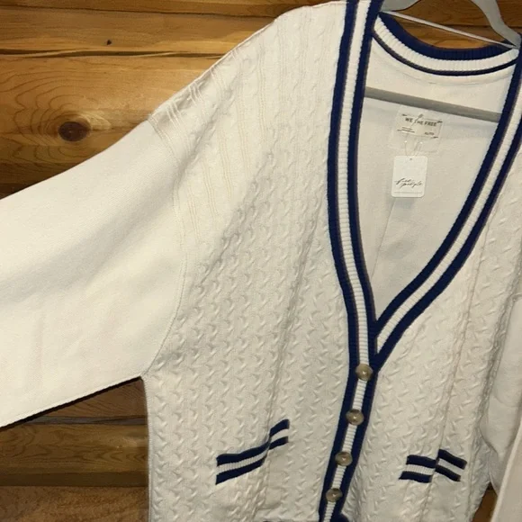 Free People Cream and Blue Cardigan - Picture 13 of 13